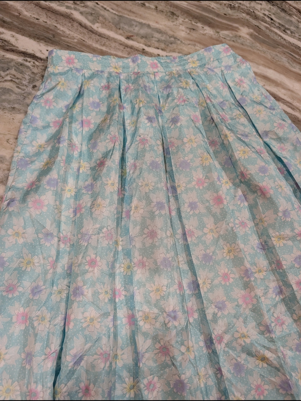 Vintage Pastel Floral A-Line Skirt